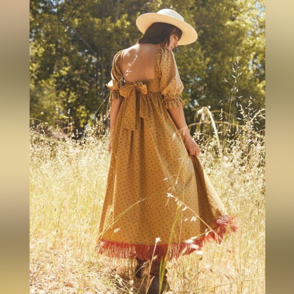 EDDY JOCELYN PUFF SLEEVE FRINGE DRESS Size small